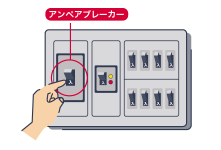アンペアブレーカーのスイッチが「切」になっている場合